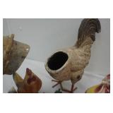 Vintage Ceramic Chicken & Rooster Figurines. 1 Turkey Figurine