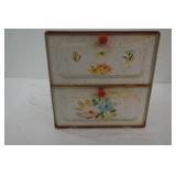 Vintage Hand-Painted Metal 2-Tiered Bread Box. 13"x12"x13"