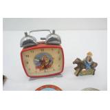 Vintage Roy Rogers and Trigger Wind-Up Alarm Clock and Other Vintage Western Collectibles