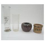 Vintage Glass Vases, Faith Crock, Stoneware/Ceramic Brown Glaze Vase