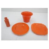 Vintage Orange Glass & Ceramic Pieces
