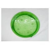 Vintage Jeannette Glass Sunflower Pattern Footed Cake Plate. Green Depression Glass