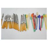 Vintage Flatware Lot. Poly Stirring Spoons, MCM Yellow Lucite