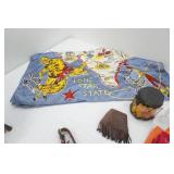 Vintage Western Collectibles. Tin Log Cabin Syrup Collectible, Vintage Native American Souvenir Toy Drum, Western Tooled Leather Shoulder Bag