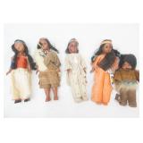 Vintage 50s/60s Native American-Themed Costume Dolls (5ct) celluloid plastic