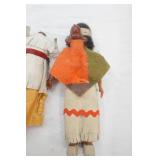 Vintage 50s/60s Native American-Themed Costume Dolls (5ct) celluloid plastic