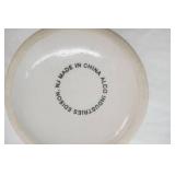 Vintage Alco Industries Rooster Mugs 12oz. "On the Farm" Stoneware w/green sponge band