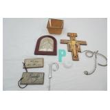 Vintage Collectibles: San Damiano Cross, Greek Orthodox Virgin Mary and Baby Jesus Plaque