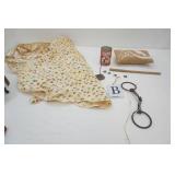 Vintage Collectibles Lot: Apron, Hobo Soup Can, cast iron rings and More