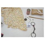 Vintage Collectibles Lot: Apron, Hobo Soup Can, cast iron rings and More