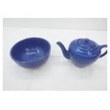 Vintage Hall Pottery Teapot & Matching Bowl