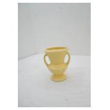 Vintage yellow ceramic pottery vase. double handled 6" tall