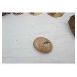 Vintage Native American Souvenir Collectible Pieces. ceramic/porcelain, rock, leather booties, galvanized and birch covered bucket