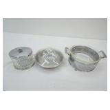 Vintage Clear Glass & Silver Toned dish, Vintage Pyrex Baking casserole, lid