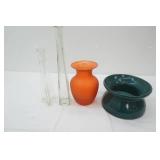 Clear Glass Vases, Orange Frosted Glass Vase, Hunter Green Ceramic Vase