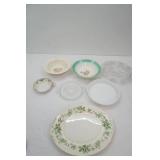 Vintage Porcelain & Clear Glass Serving Plates and Bowls