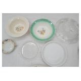 Vintage Porcelain & Clear Glass Serving Plates and Bowls