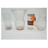 Vintage Clear Glass Vases & Jar