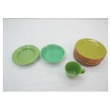 Bobby Flay Plancha Pattern Stoneware Dessert Plates, vintage green ceramic dinnerware