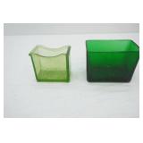 Vintage green glass "SERV-ALL" Dish (uranium); Vintage 1164 Emerald Green Glass Vase or Planter made by Napco