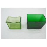 Vintage green glass "SERV-ALL" Dish (uranium); Vintage 1164 Emerald Green Glass Vase or Planter made by Napco