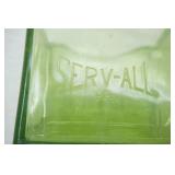 Vintage green glass "SERV-ALL" Dish (uranium); Vintage 1164 Emerald Green Glass Vase or Planter made by Napco