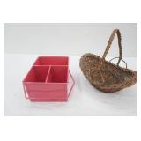 Metal Organizing Bucket, Wicker Basket