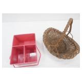 Metal Organizing Bucket, Wicker Basket