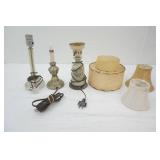 Vintage Porcelain Table Lamp, Vintage Lucite Lamp, 2-Tier Lamp Shade