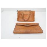 Vintage Tooled Leather Purse and Hand Bag