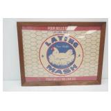Framed Vintage Advertising Sign. Four Bells Brand Laying Mash Chicken Feed. 19.25"x 14.75"