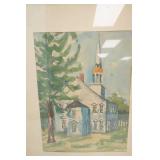 16.5"x19.5" Vintage Framed Watercolor Painting