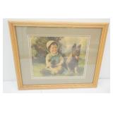 Framed Vintage Art Print 15"x 12" "Pals" by Alfred Guillon