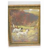 Framed Vintage Art Print 10x12" Bird Dogs