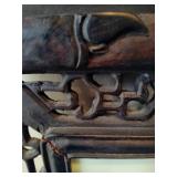 Chinese Mountain River Porcelain Blue & White Carved Wood Large Wall Panels