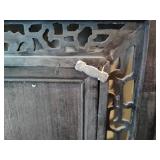 Chinese Mountain River Porcelain Blue & White Carved Wood Large Wall Panels