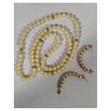 1/20 14K GF Pearl Necklace & Matching Earrings