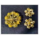 Three Floral Brooch & Earring Sets