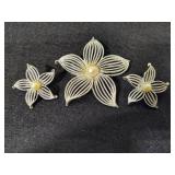 Three Floral Brooch & Earring Sets