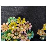Three Floral Brooch & Earring Sets