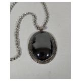 Whiting Davis Hematite Oval Pendant & Clip Earrings Set