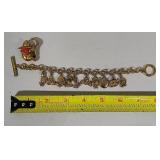 Warner Brothers 1992 Stamped Looney Toons Charm Bracelet & Disney Pooh Pin
