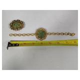 Jade Chip Bracelet & Brooch