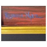 "Black Throated Warbler & Tulips" Framed Art by Rebecca Nycz