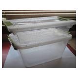 2 Bathroom totes, 2 containers with...