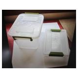 2 Bathroom totes, 2 containers with...