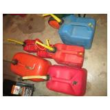 Collection of assorted gas cans wit...