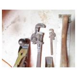 Manual hand planers and pipe wrench...