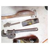 Manual hand planers and pipe wrench...