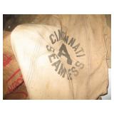 Vintage Tin of gunny sacks and seed...